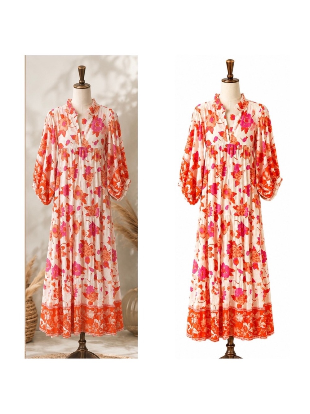 Pink & Orange Floral Cotton Dress